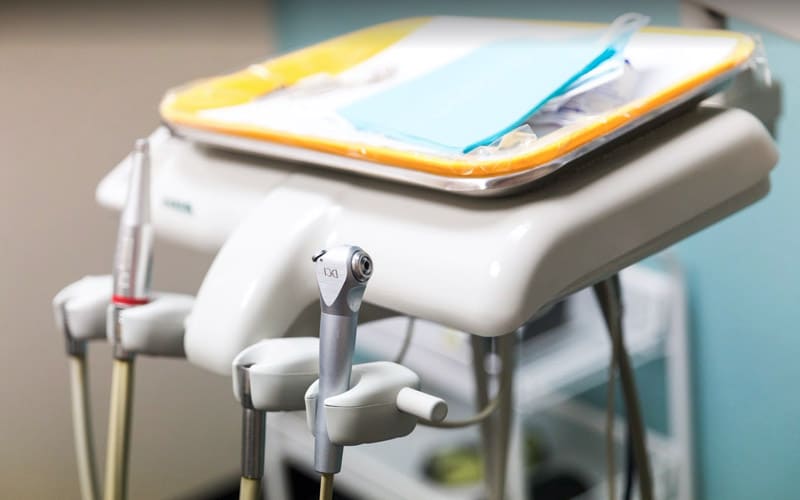 dentist tray and various dental tools