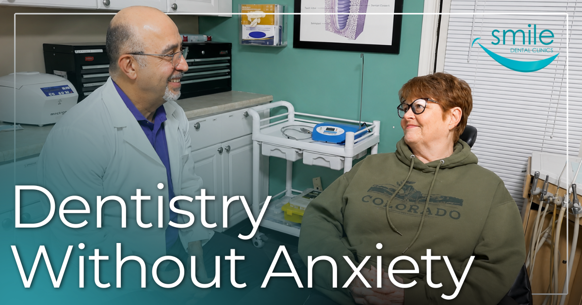 Dentistry Without Anxiety Dentist smiling at patient